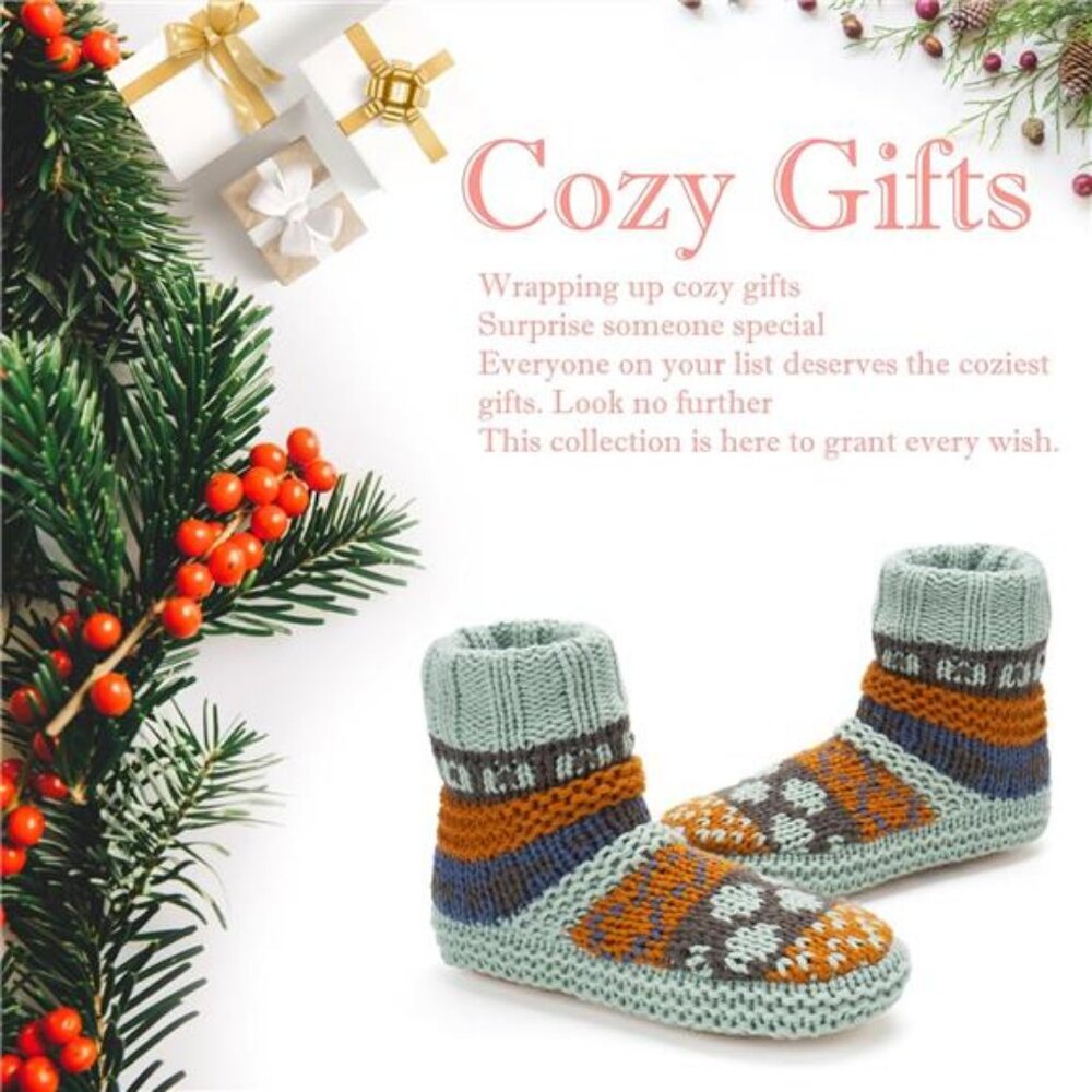 6-8 Warm Slipper Socks Women Winter Fuzzy House Shoes Indoor, Cozy Christmas - Picture 6 of 8